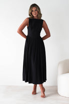 Monroe Skater Midaxi Dress Black | Wedding Guest Dress | Skater | Oh Hello Clothing