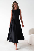 Monroe Skater Midaxi Dress Black | Wedding Guest Dress | Skater | Oh Hello Clothing