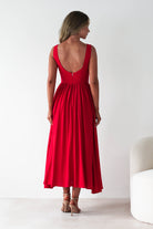 Monroe Skater Midaxi Dress Red | Wedding Guest Dress | Skater | Oh Hello Clothing