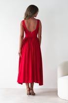 Monroe Skater Midaxi Dress Red | Wedding Guest Dress | Skater | Oh Hello Clothing