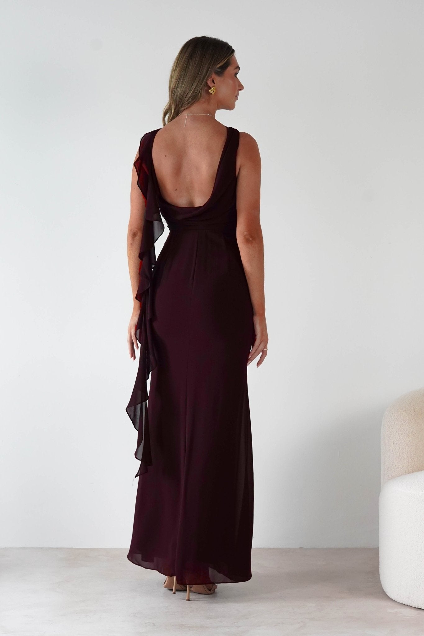 Oh Hello Clothing Dresses Montana Chiffon Maxi Dress | Berry Wine