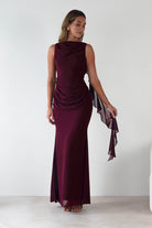 Oh Hello Clothing Dresses Montana Chiffon Maxi Dress | Berry Wine