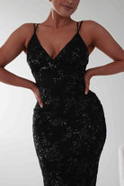 Oh Hello Clothing Dresses 1*DONE -LOVESOME-CD30340-BLACK SEQUIN DRESS