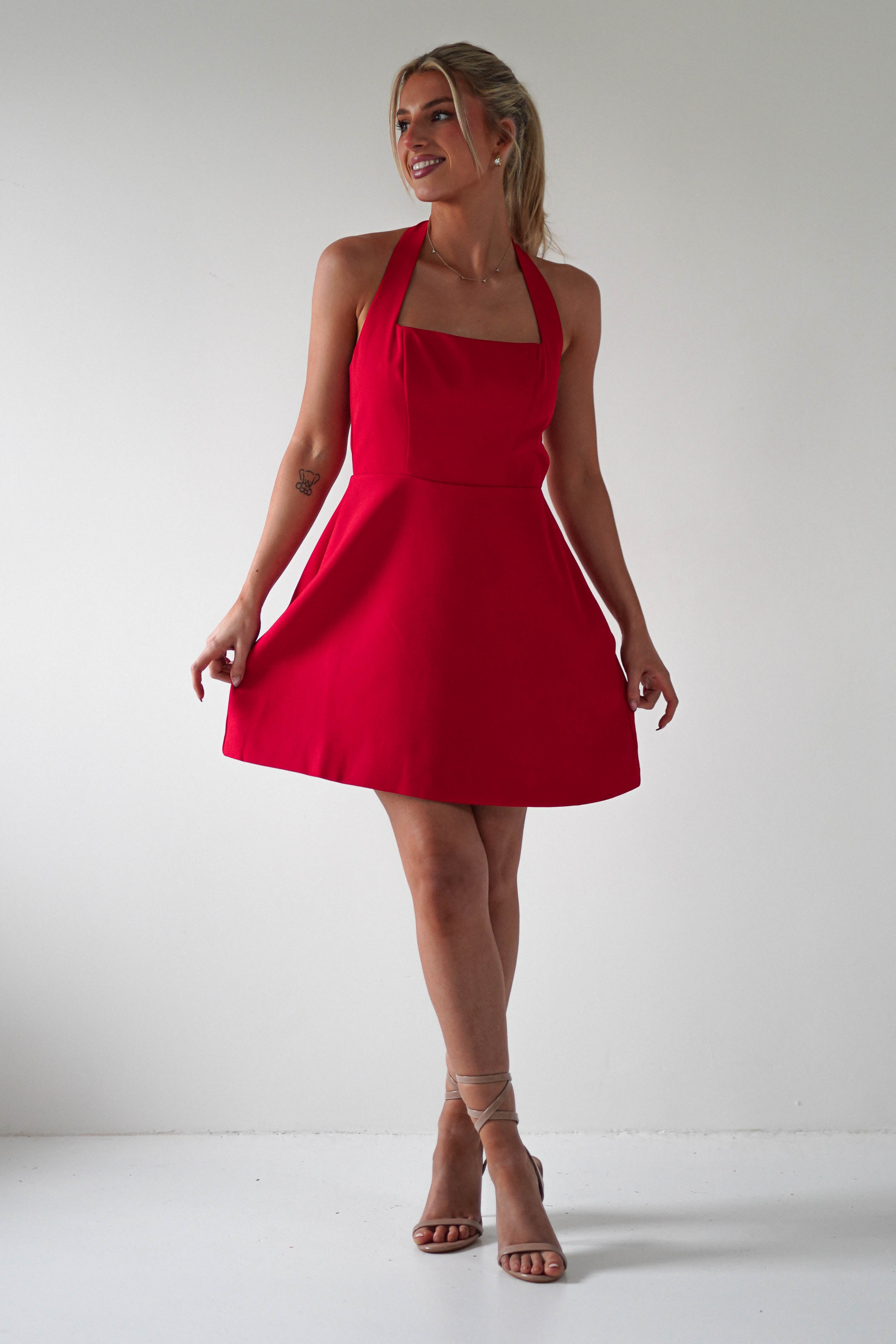 Morocco Halterneck Mini Dress Red | Wedding Guest Dress | Halter Neck | Oh Hello Clothing