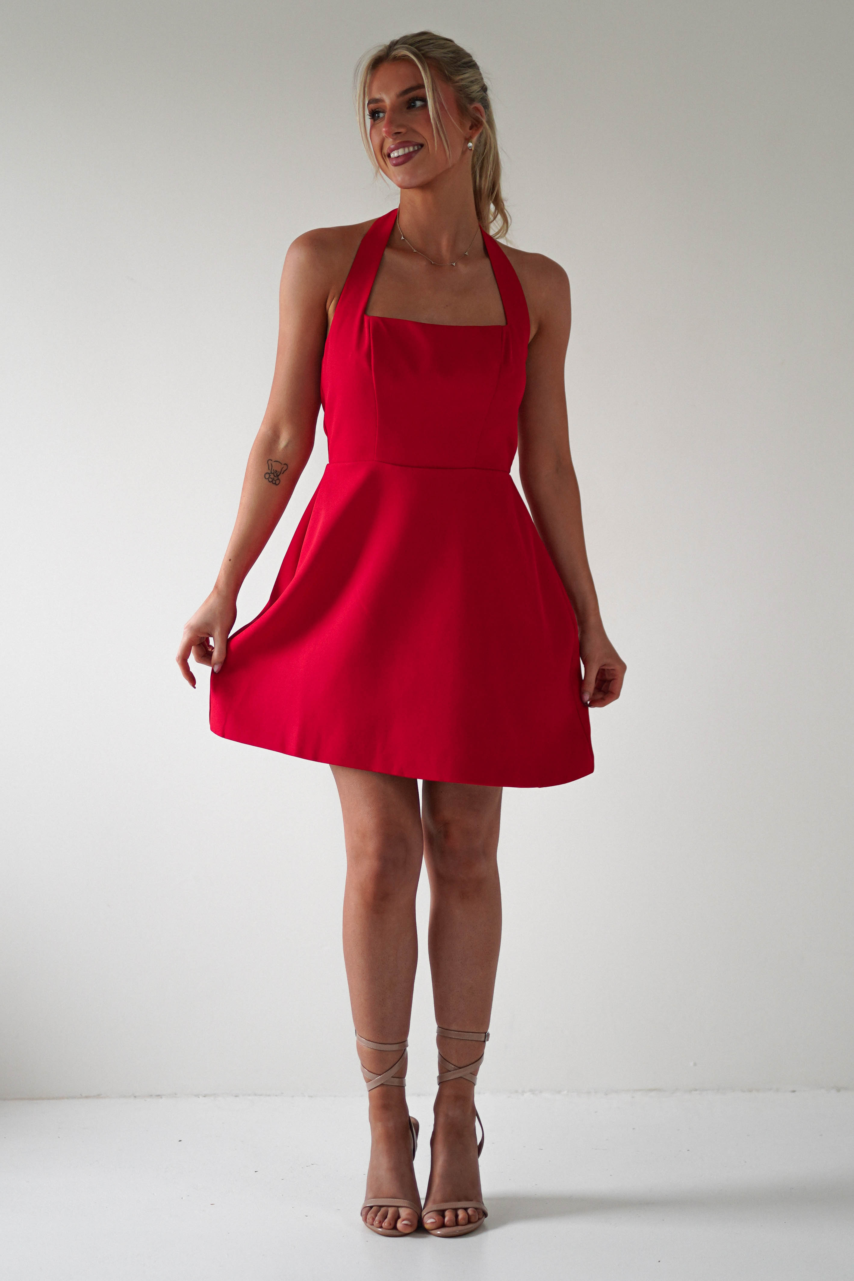 Morocco Halterneck Mini Dress Red | Wedding Guest Dress | Halter Neck | Oh Hello Clothing