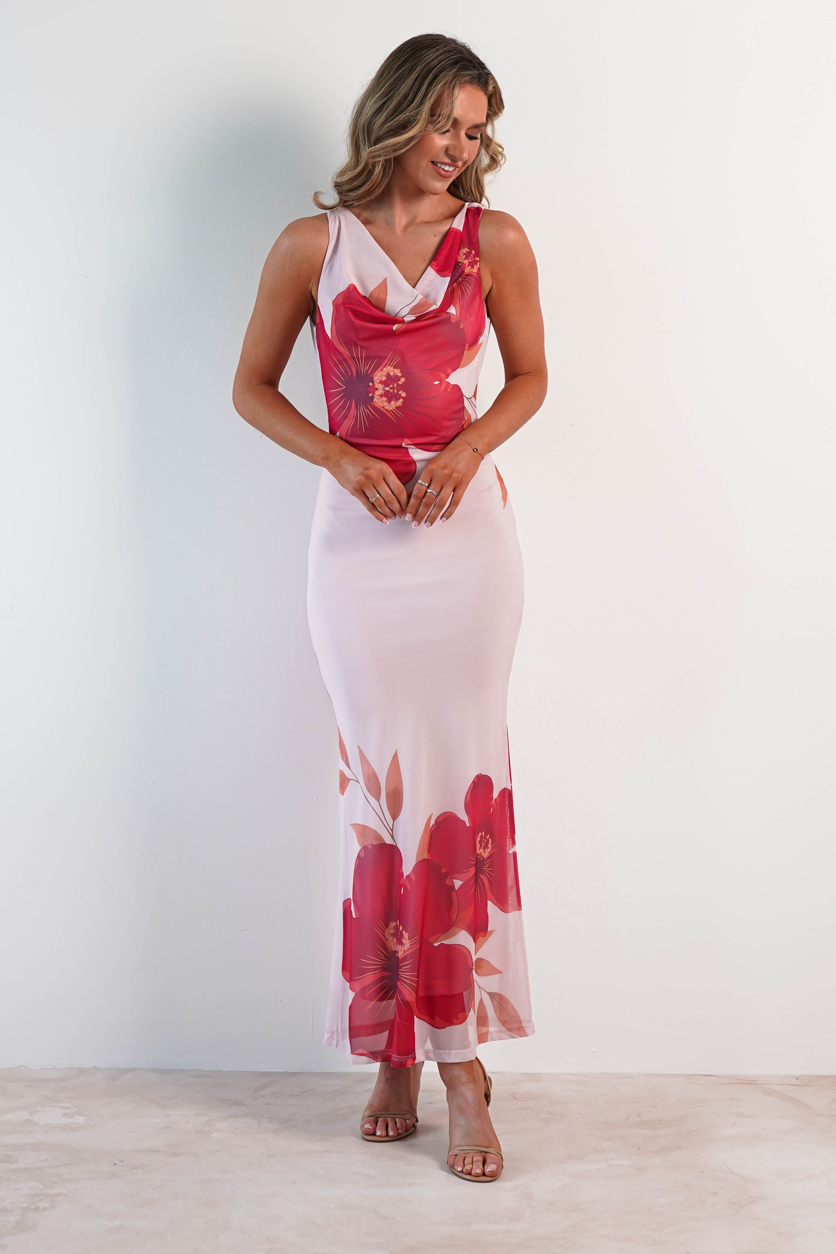 Nalini Bodycon Mesh Maxi Dress Pink | Wedding Guest Dress | Bodycon | Maxi | Oh Hello Clothing