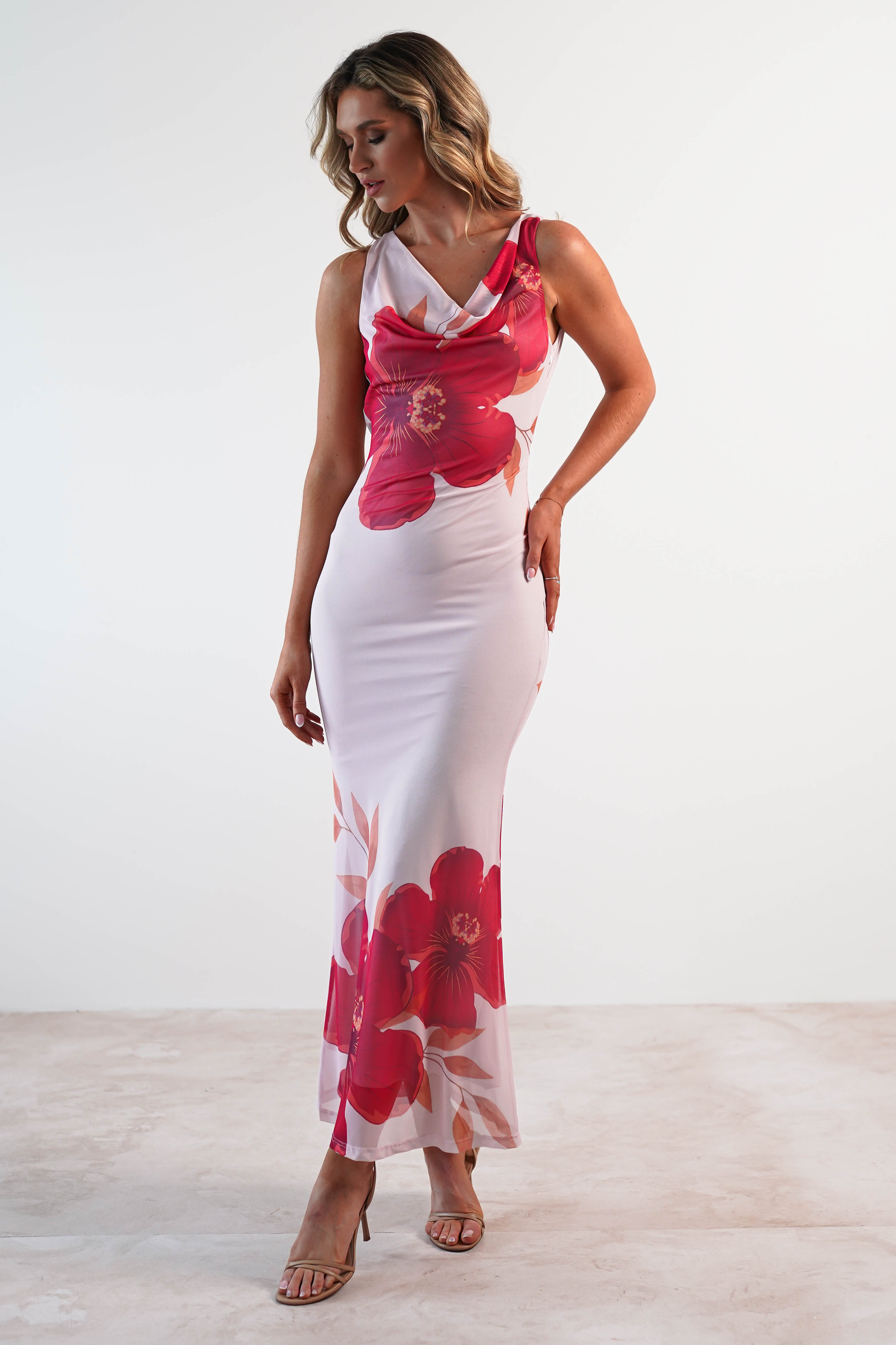 Nalini Bodycon Mesh Maxi Dress Pink | Wedding Guest Dress | Bodycon | Maxi | Oh Hello Clothing