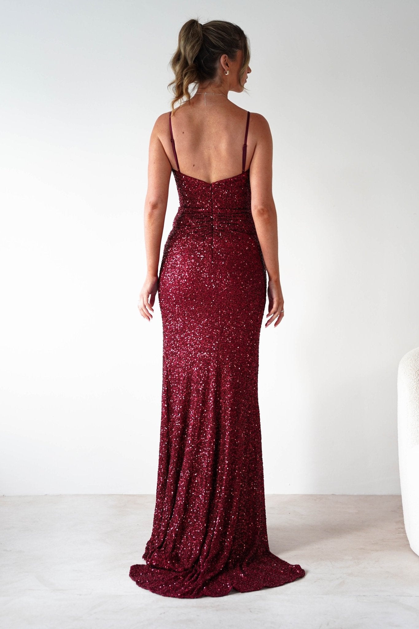 Nalita Bodycon Sequin Gown | Deep Red | Debs & Prom | Formal Gown | Oh Hello Clothing