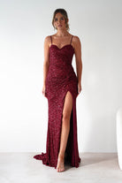 Nalita Bodycon Sequin Gown | Deep Red | Debs & Prom | Formal Gown | Oh Hello Clothing