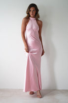 Natalia Soft Satin Maxi Dress Pink | Wedding Guest Dress | Maxi | Satin | Oh Hello Clothing