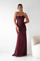 Oh Hello Clothing Dresses Nicola Strapless Glitter Gown | Burgundy