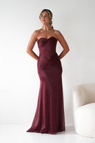 Oh Hello Clothing Dresses Nicola Strapless Glitter Gown | Burgundy