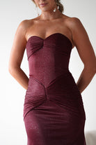 Oh Hello Clothing Dresses Nicola Strapless Glitter Gown | Burgundy