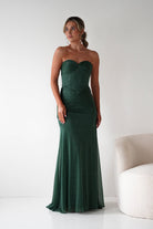 Oh Hello Clothing Dresses Nicola Strapless Glitter Gown | Green
