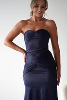Oh Hello Clothing Dresses Nicola Strapless Glitter Gown | Navy