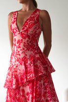 Nicolette Ruffle Maxi Dress Red Print | Wedding Guest Dress | Maxi | Oh Hello Clothing