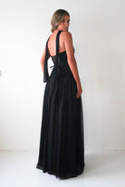 Oh Hello Clothing Dresses Nicolette Strapless Chiffon Maxi Gown | Black