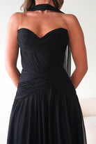Oh Hello Clothing Dresses Nicolette Strapless Chiffon Maxi Gown | Black