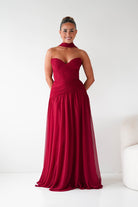 Oh Hello Clothing Dresses Nicolette Strapless Chiffon Maxi Gown | Dark Red