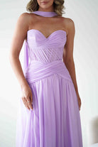 Oh Hello Clothing Women > Clothing > Dresses Nicolette Strapless Chiffon Maxi Gown | Lavender
