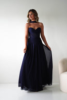 Oh Hello Clothing Women > Clothing > Dresses Nicolette Strapless Chiffon Maxi Gown | Navy