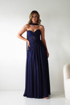 Oh Hello Clothing Women > Clothing > Dresses Nicolette Strapless Chiffon Maxi Gown | Navy