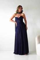 Oh Hello Clothing Women > Clothing > Dresses Nicolette Strapless Chiffon Maxi Gown | Navy