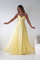 Oh Hello Clothing Women > Clothing > Dresses Nicolette Strapless Chiffon Maxi Gown | Yellow