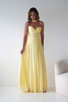 Oh Hello Clothing Women > Clothing > Dresses Nicolette Strapless Chiffon Maxi Gown | Yellow