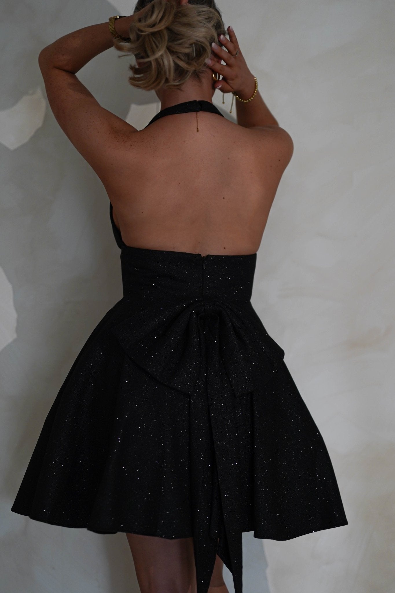 Ninette Glitter Mini Dress Black | Wedding Guest Dress | Oh Hello Clothing