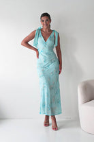 Oh Hello Clothing Women > Clothing > Dresses Noah Floral Embellished Maxi Dress | Turquoise Blue
