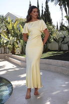 Olivia Soft Matte Satin Maxi Dress Yellow | Wedding Guest Dress | Maxi | Satin | Oh Hello Clothing