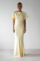 Olivia Soft Matte Satin Maxi Dress Yellow | Wedding Guest Dress | Maxi | Satin | Oh Hello Clothing