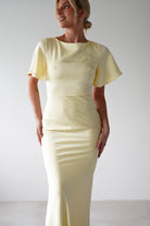 Olivia Soft Matte Satin Maxi Dress Yellow | Wedding Guest Dress | Maxi | Satin | Oh Hello Clothing