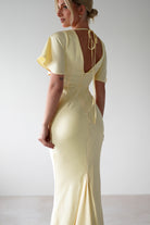 Olivia Soft Matte Satin Maxi Dress Yellow | Wedding Guest Dress | Maxi | Satin | Oh Hello Clothing