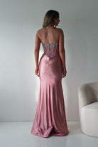Oh Hello Clothing Dresses > Prom Dresses Paloma Crystal Embellished Sheer Corset Gown | Rose