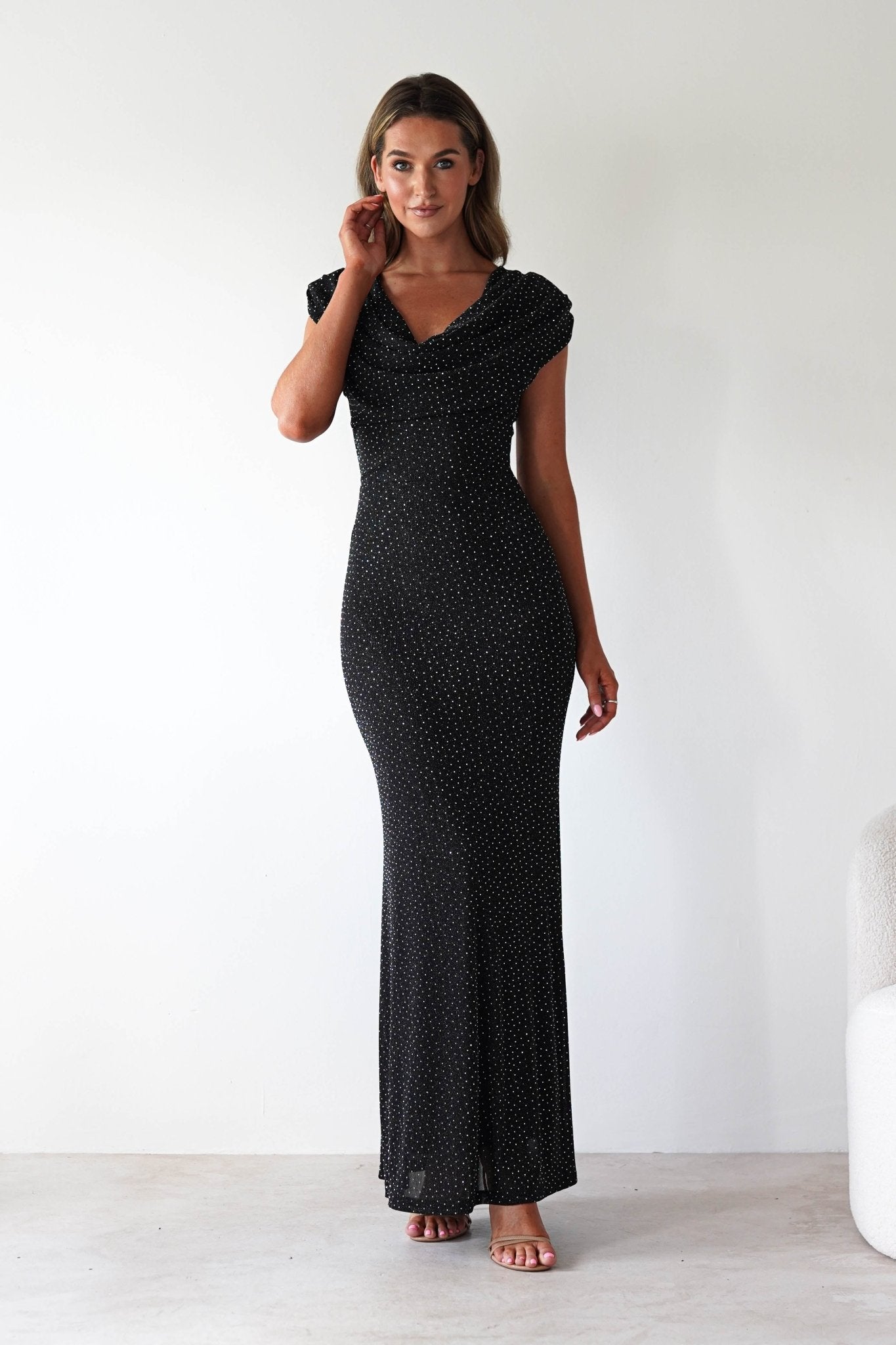 Pascal Bodycon Embellished Maxi Dress Black | Wedding Guest Dress | Bodycon | Maxi | Oh Hello Clothing