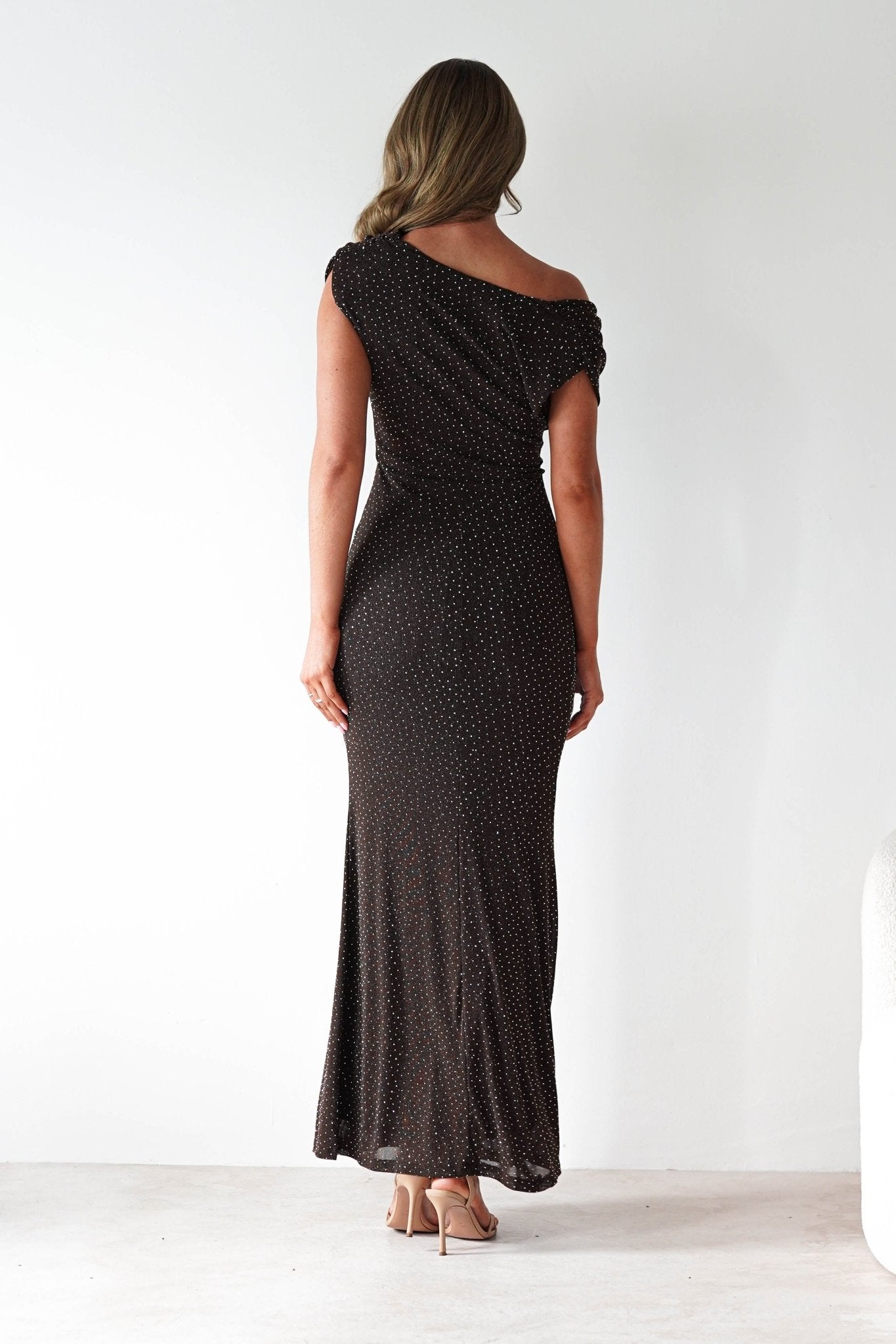 Pascal Bodycon Embellished Maxi Dress Brown | Wedding Guest Dress | Bodycon | Maxi | Oh Hello Clothing