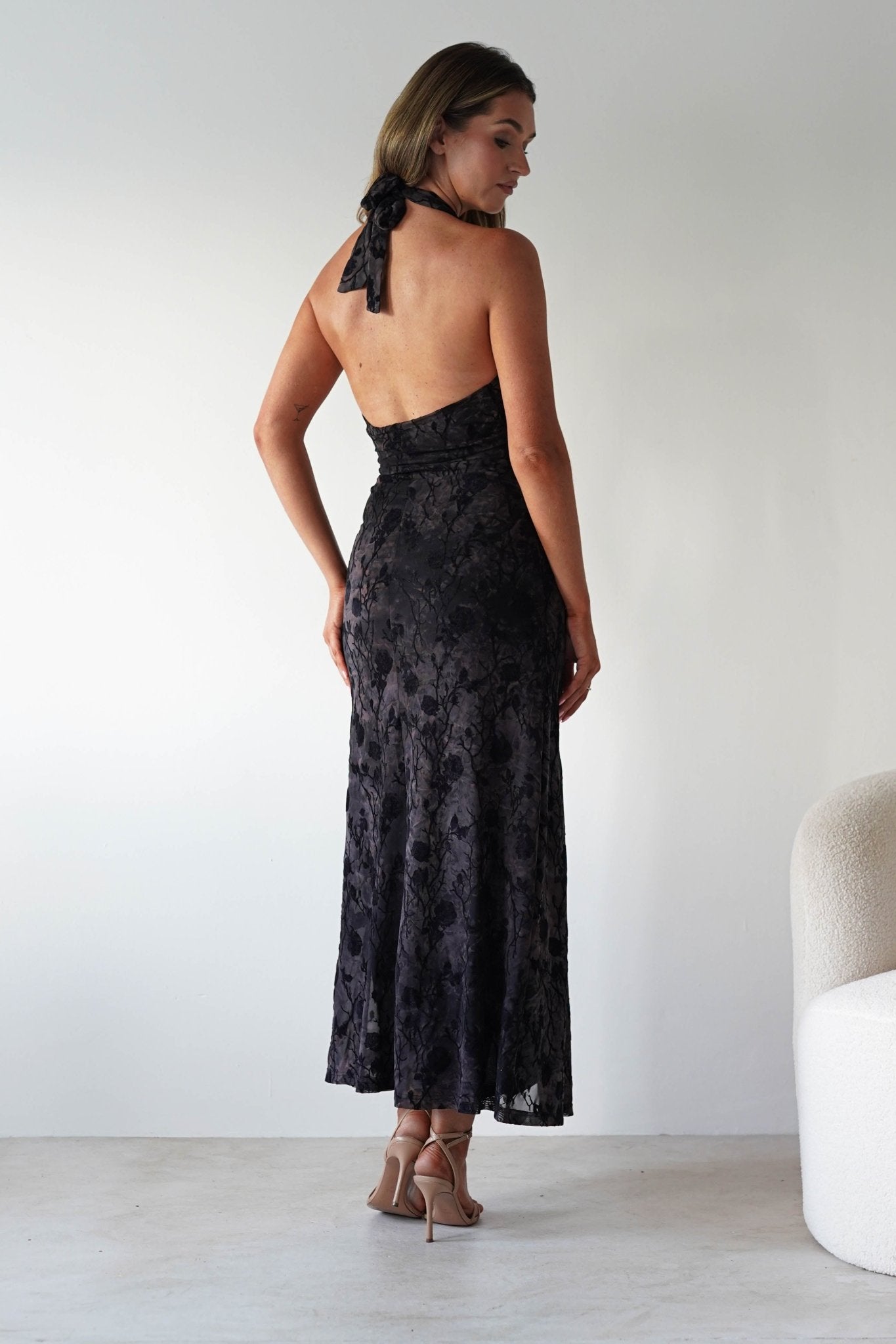 Paxton Halter Neck Floral Maxi Dress Black | Wedding Guest Dress | Halter Neck | Maxi | Oh Hello Clothing