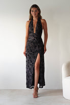 Paxton Halter Neck Floral Maxi Dress Black | Wedding Guest Dress | Halter Neck | Maxi | Oh Hello Clothing