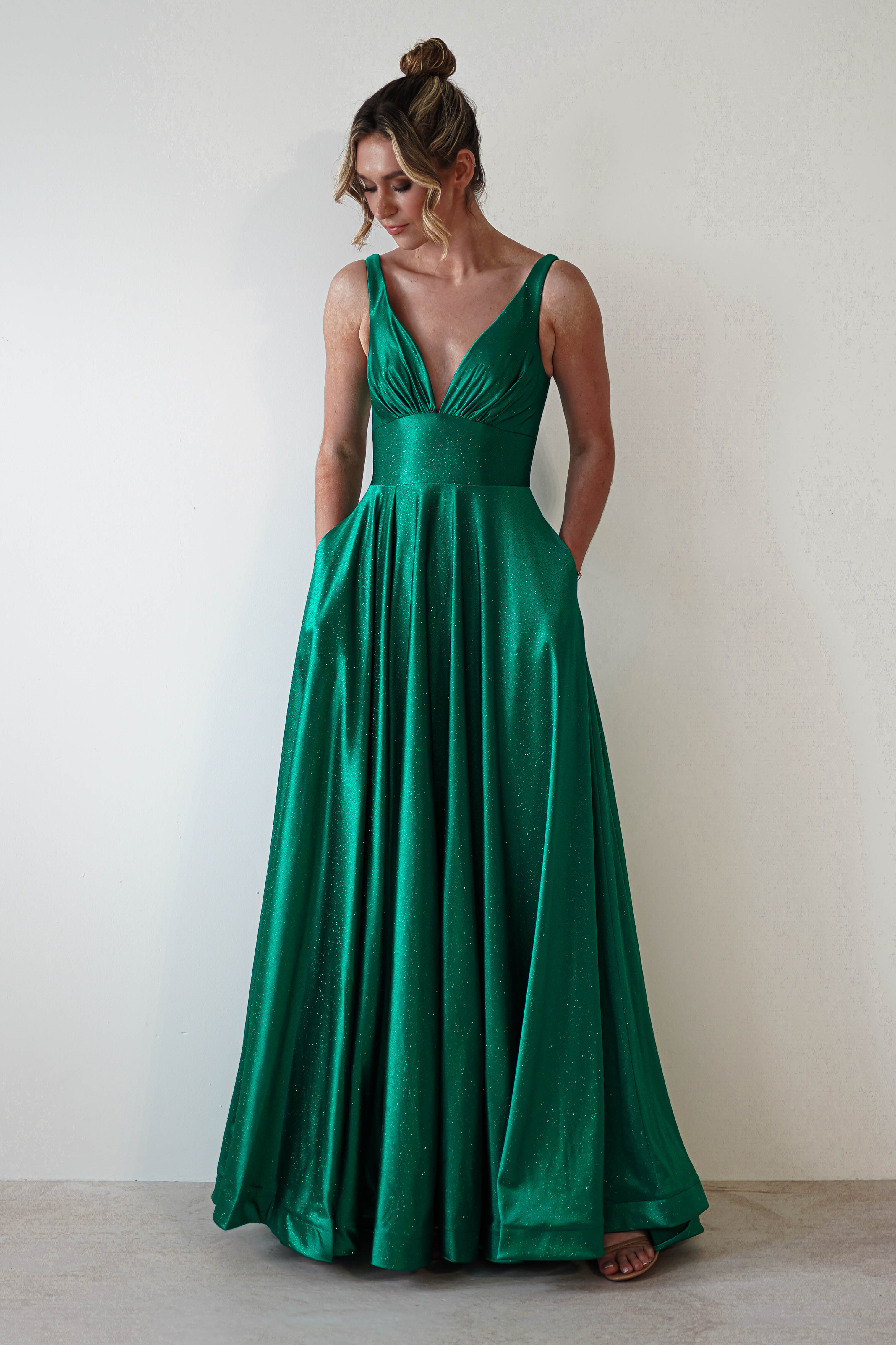 Penelope Glitter Princess Gown | Green | Debs & Prom | Formal Gown | Oh Hello Clothing