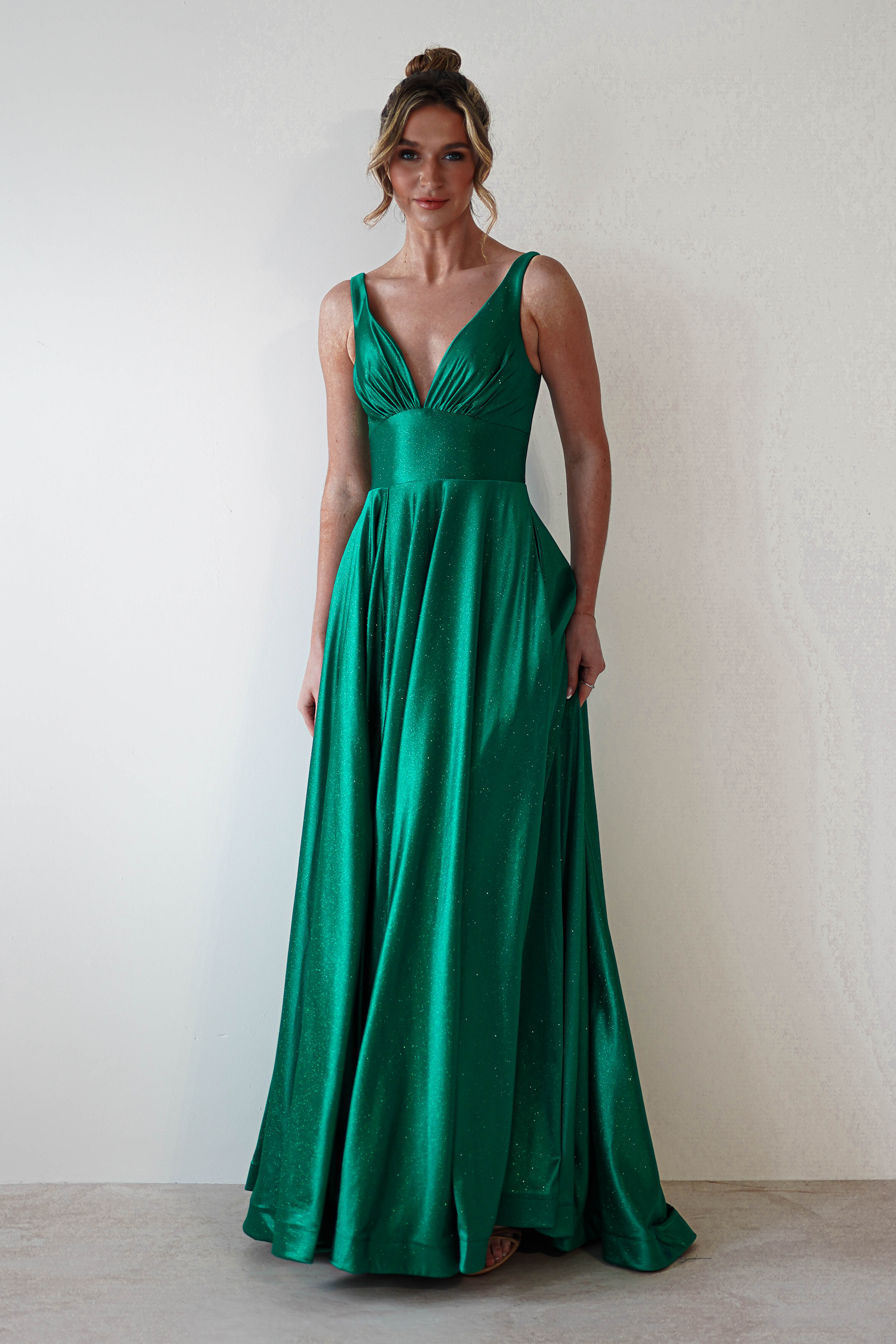 Penelope Glitter Princess Gown | Green | Debs & Prom | Formal Gown | Oh Hello Clothing