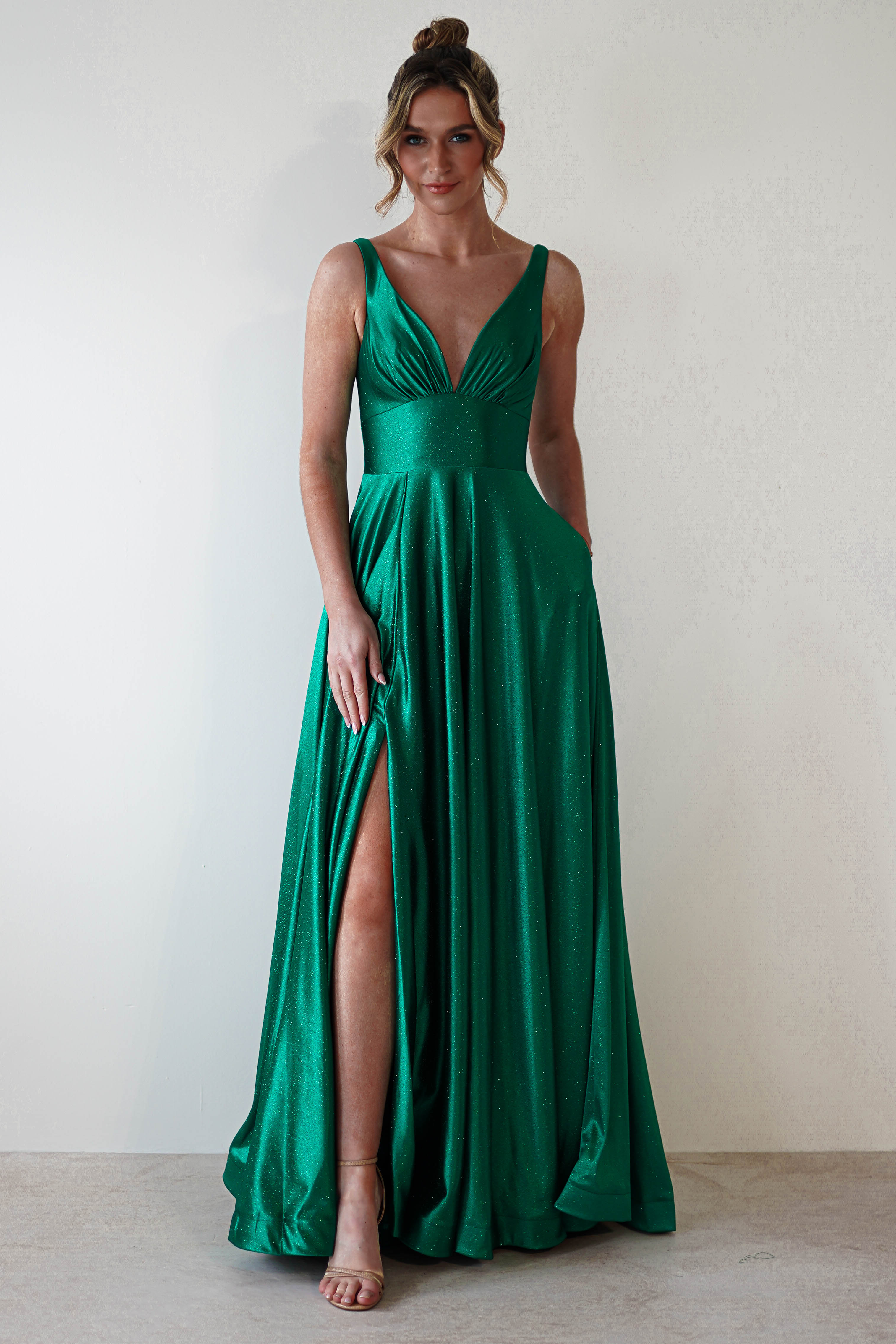 Penelope Glitter Princess Gown | Green | Debs & Prom | Formal Gown | Oh Hello Clothing