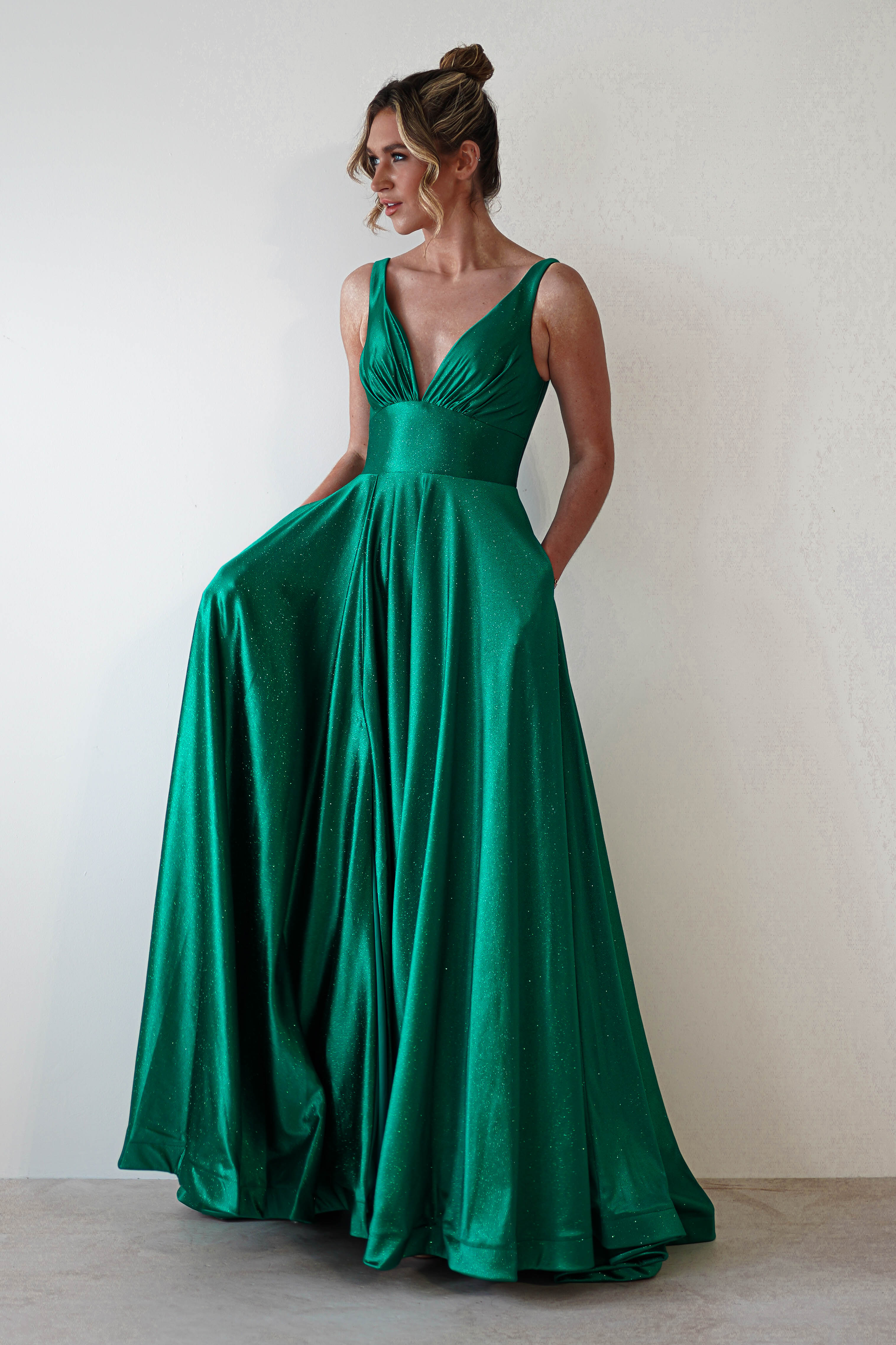 Penelope Glitter Princess Gown | Green | Debs & Prom | Formal Gown | Oh Hello Clothing