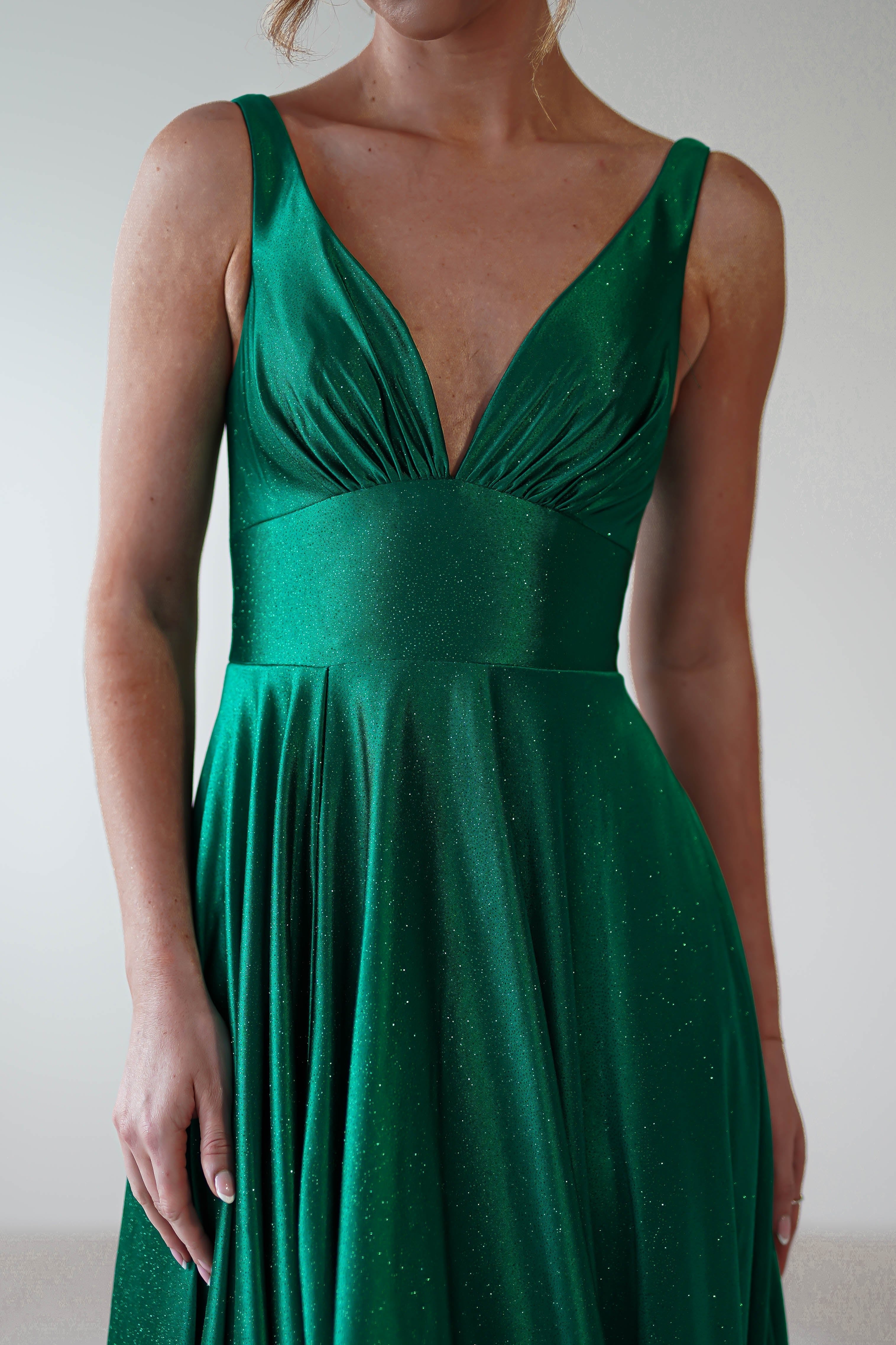 Penelope Glitter Princess Gown | Green | Debs & Prom | Formal Gown | Oh Hello Clothing