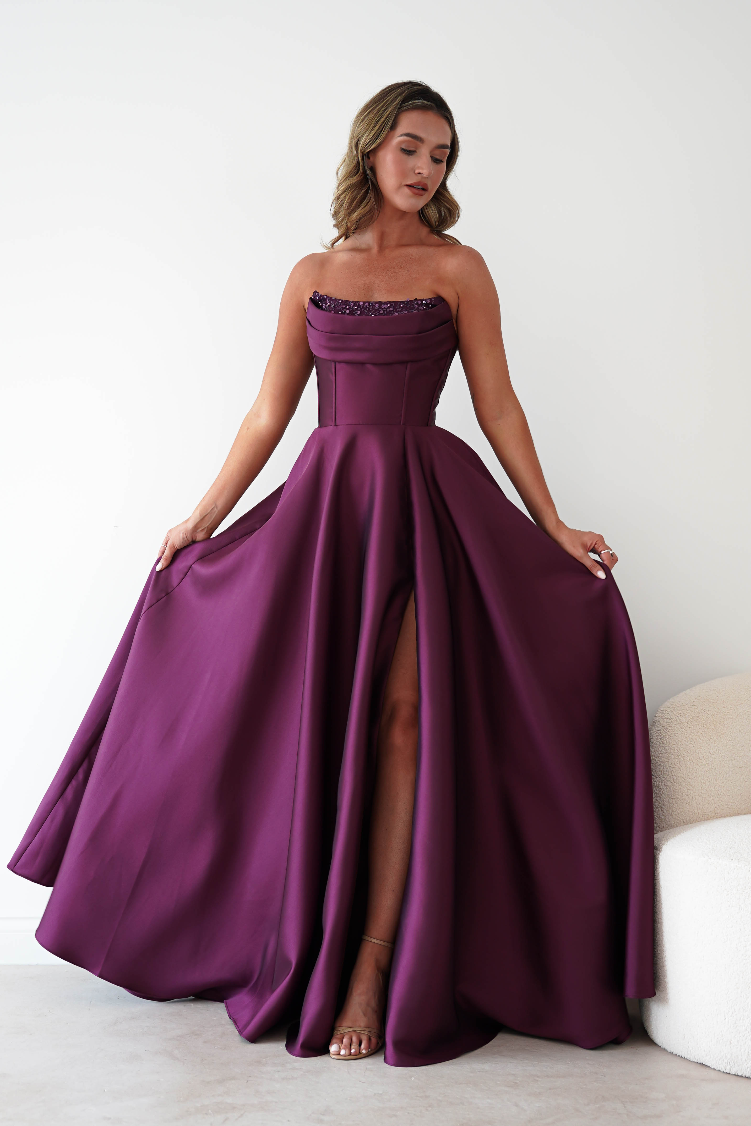 Oh Hello Clothing Dresses > Prom Dresses Pepper Strapless A-Line Maxi Gown | Berry