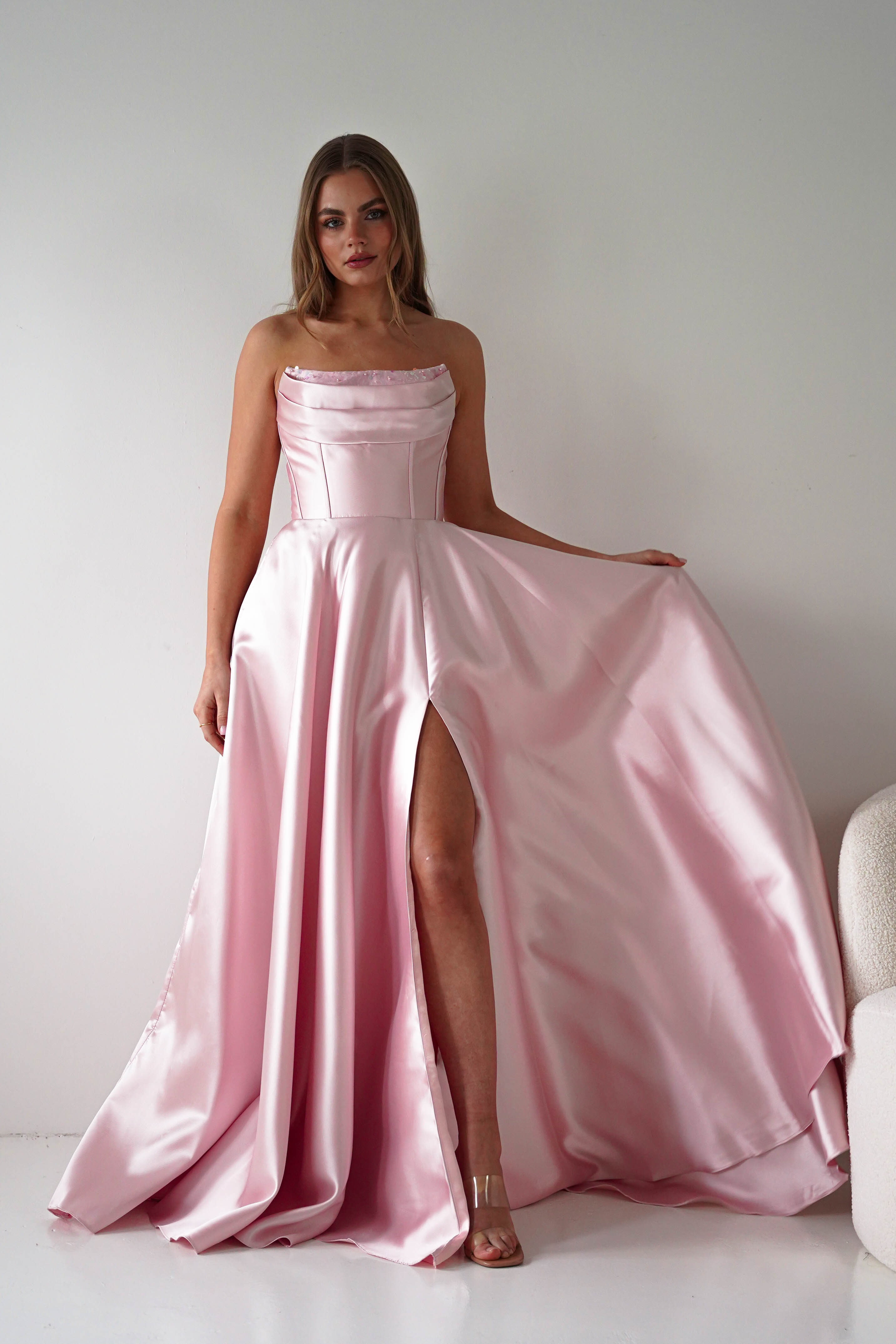 Oh Hello Clothing Dresses > Prom Dresses Pepper Strapless A-Line Maxi Gown | Pink