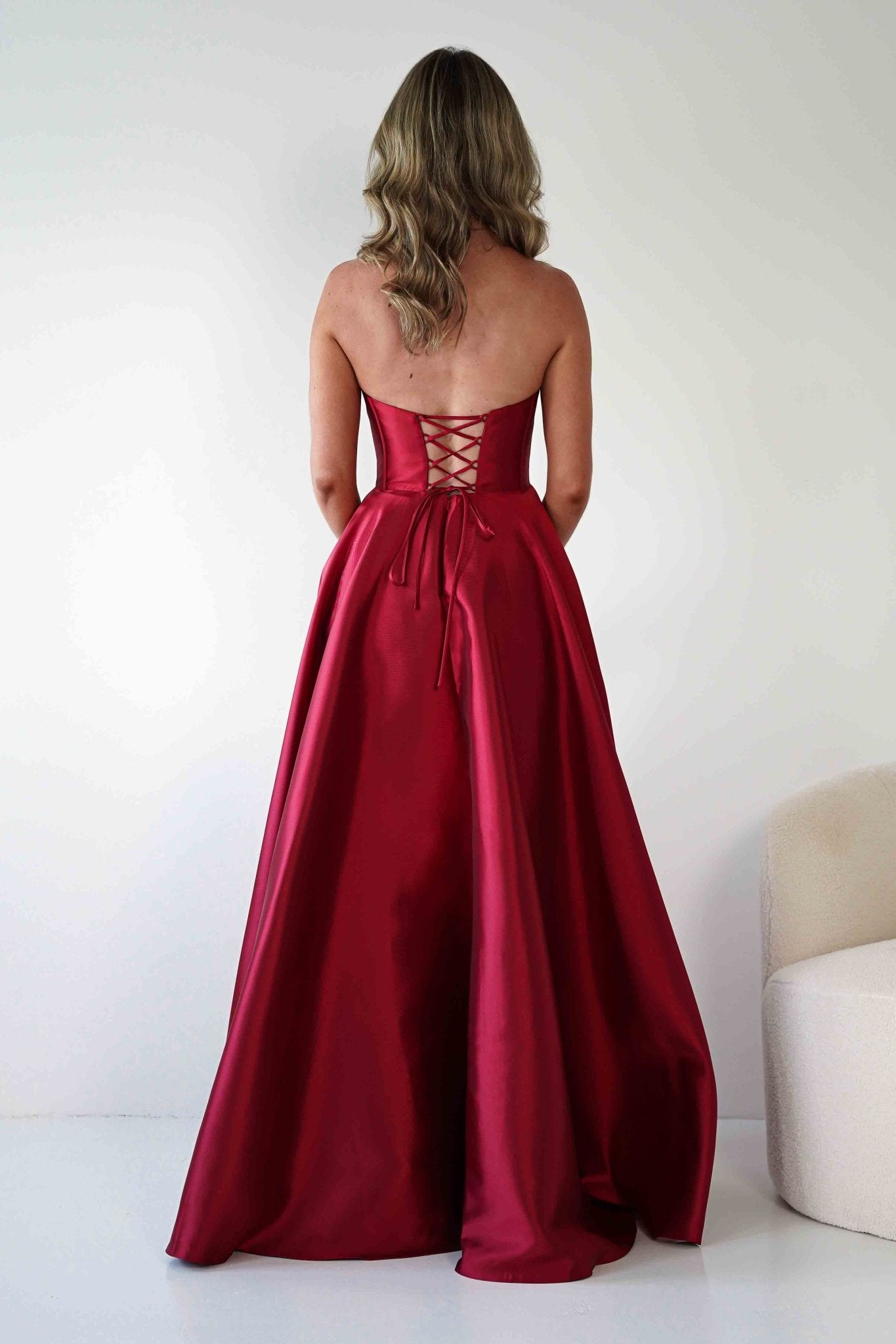 Pepper Strapless A-Line Maxi Gown | Red | Debs & Prom | Formal Gown | Oh Hello Clothing