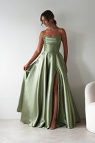 Pepper Strapless A-Line Maxi Gown | Sage | Debs & Prom | Formal Gown | Oh Hello Clothing