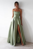 Pepper Strapless A-Line Maxi Gown | Sage | Debs & Prom | Formal Gown | Oh Hello Clothing